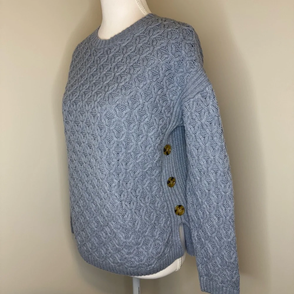 JEANNE PIERRE Light Blue Cable Knit Sweater